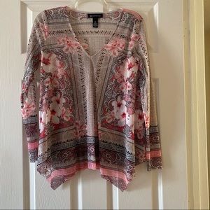 INC Floral Print Sheer Top